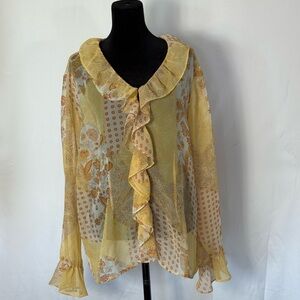 Selene Sport Yellow and Cream Patterned Blouse